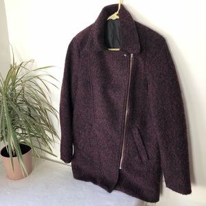 🌿 H&M Burgundy/Maroon Wool Blend Moto Jacket/Coat